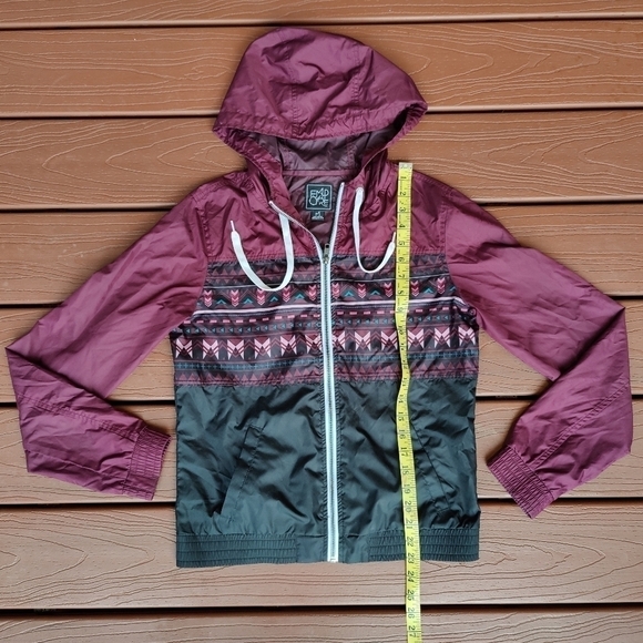 Y2K Empyre Jacket Purple Aztec Windbreaker Full Zip Hooded Coat Women's Med VTG - Picture 5 of 9